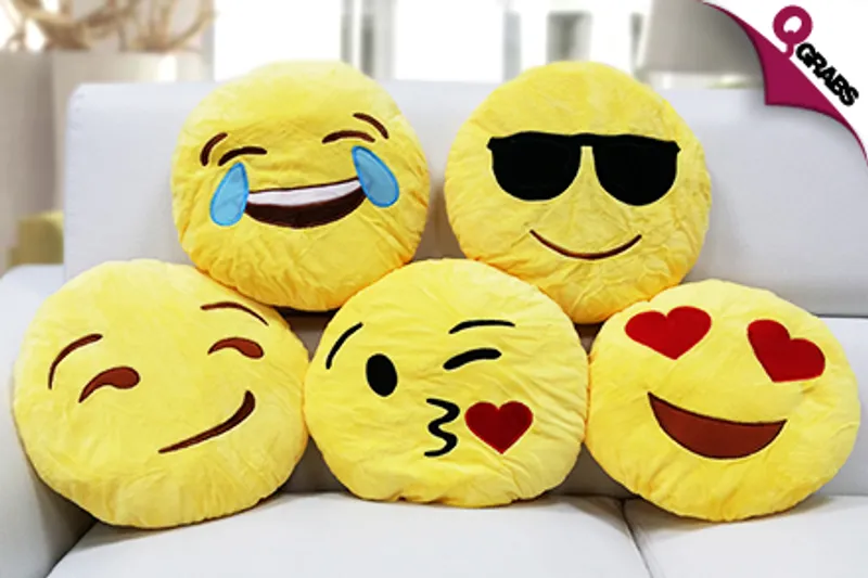 For QR35, Smile, Wink & Laugh with Sets of Two Comfy Emoji Cushions! (QR59 Value)